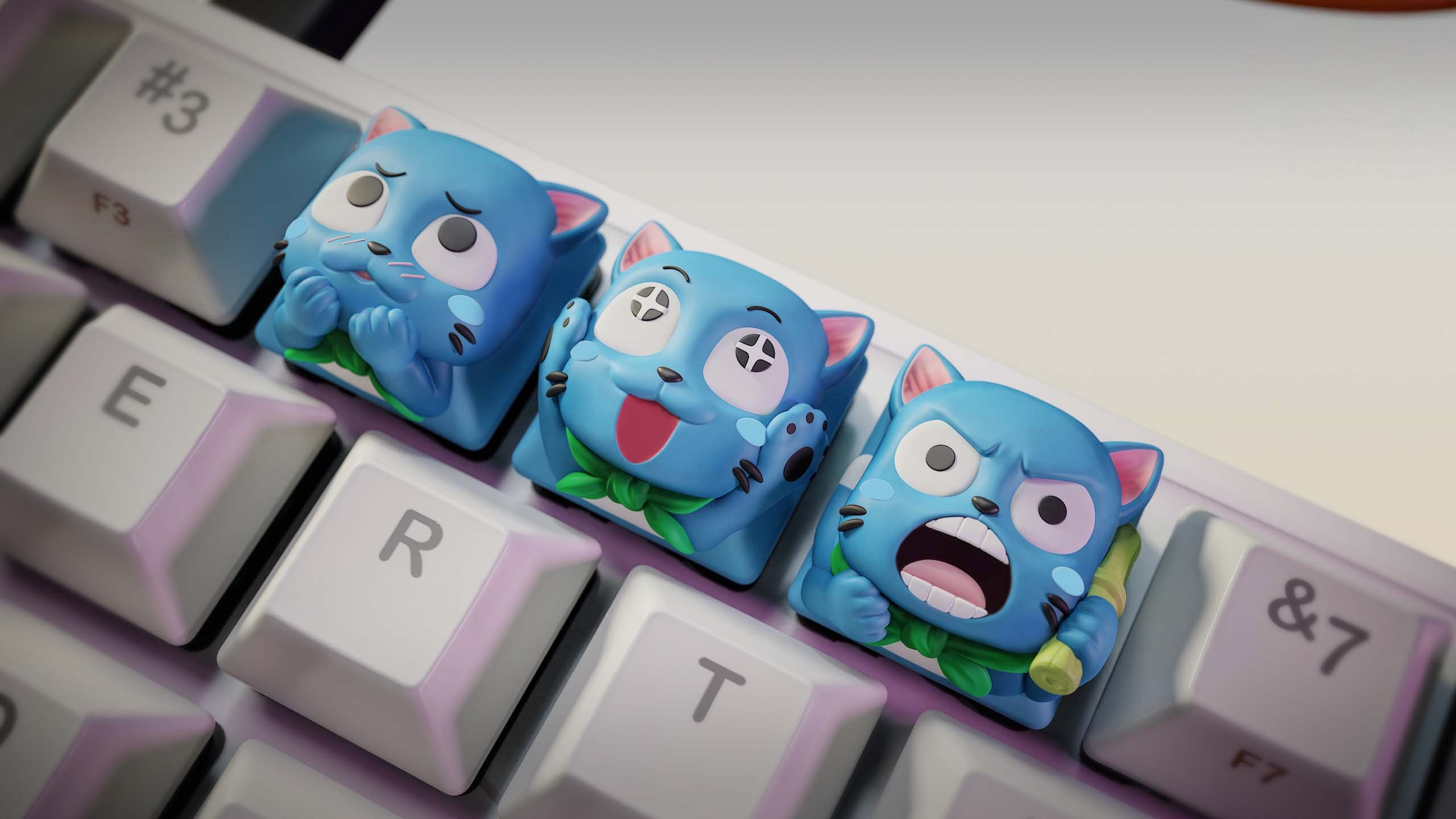 Happy (Fairy Tail) - Trio Keycaps 3D